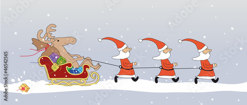 Banner "Weihnachtsmänner ziehen den Rentierschlitten"