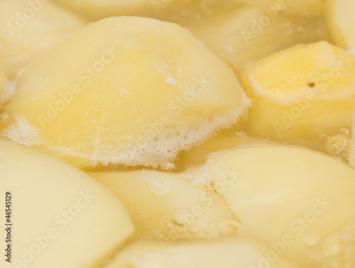 potatoes cooked in the background. macro