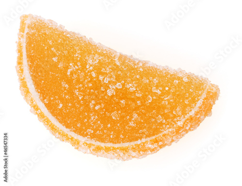 orange jelly candy isolated on white