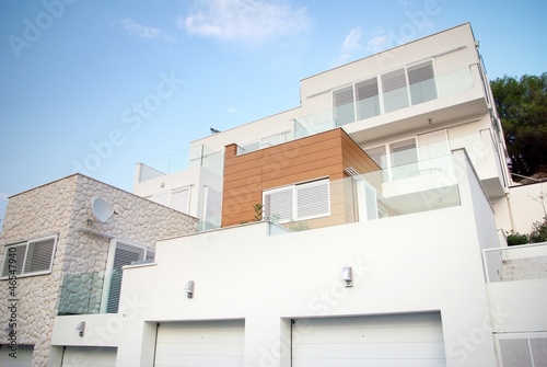 Modern architecture exterior detail, white and clean
