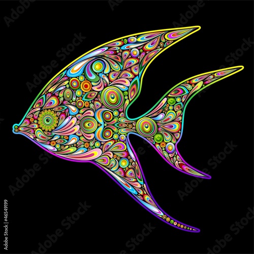 Angel Fish Psychedelic Art Design-Pesce Angelo Psichedelico