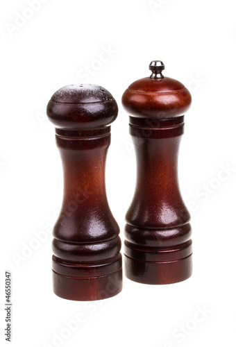 Salt and pepper shakers isolated on the white background