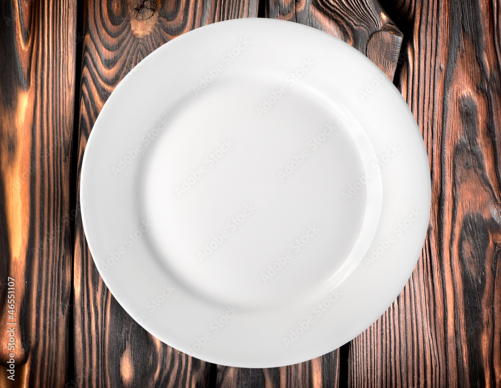 Plate on a wooden table