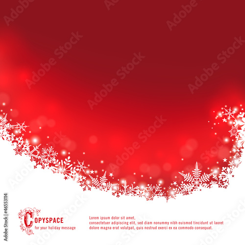 red christmas background with snowflakes