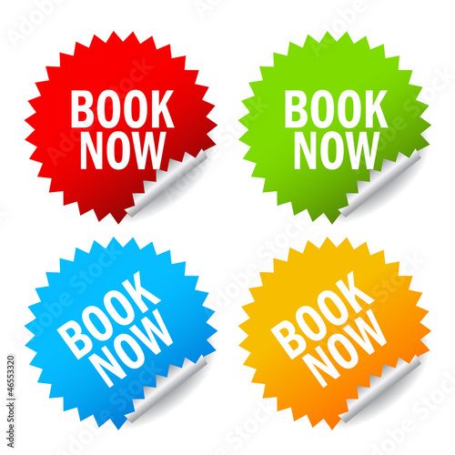 Vector book now star stickers