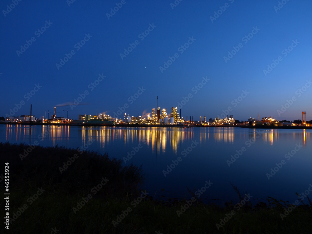 Petrochemical plant at night