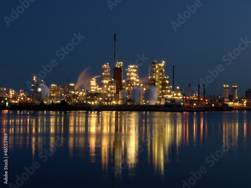 Petrochemical plant at night