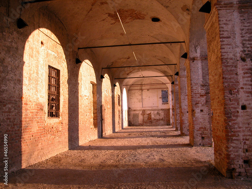 Medieval castle arches, Melegnano, Italy photo