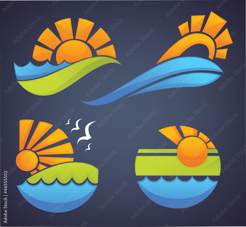 symbols of sea, sun and summer symbols of sea, sun and summer