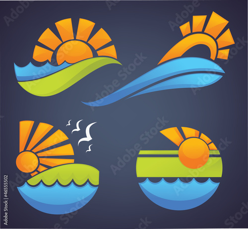 symbols of sea  sun and summer