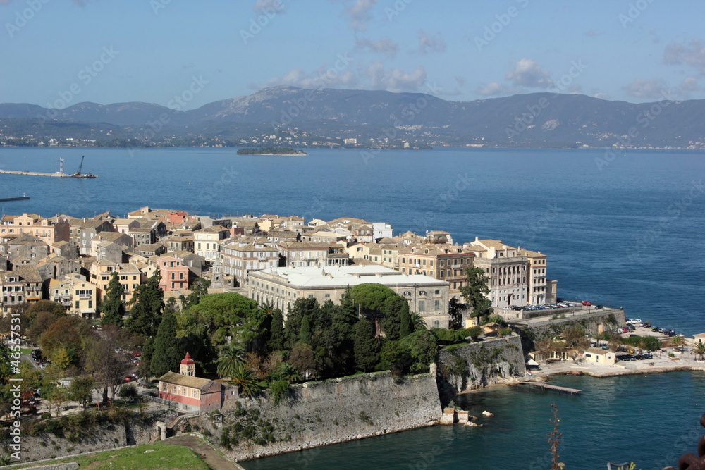 Corfu town and castles a Greek island in the Mediterranean sea	