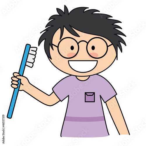 Niño cepillándose los dientes