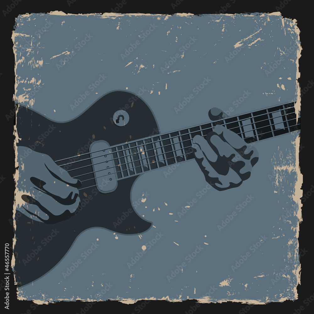 Guitar player on grunge background