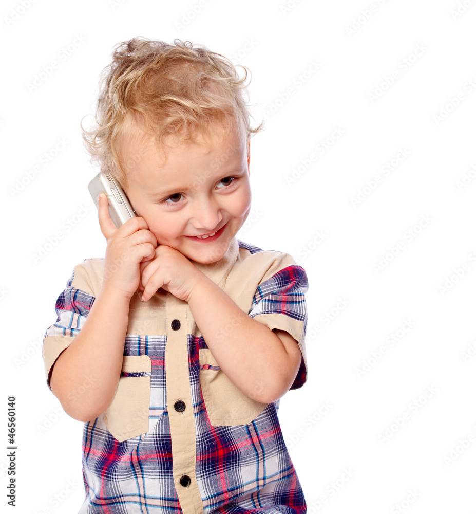cheerful boy talking on the phone cheerful boy talking on the phone
