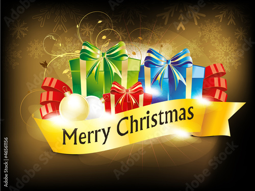 abstract christmas background with ribbon
