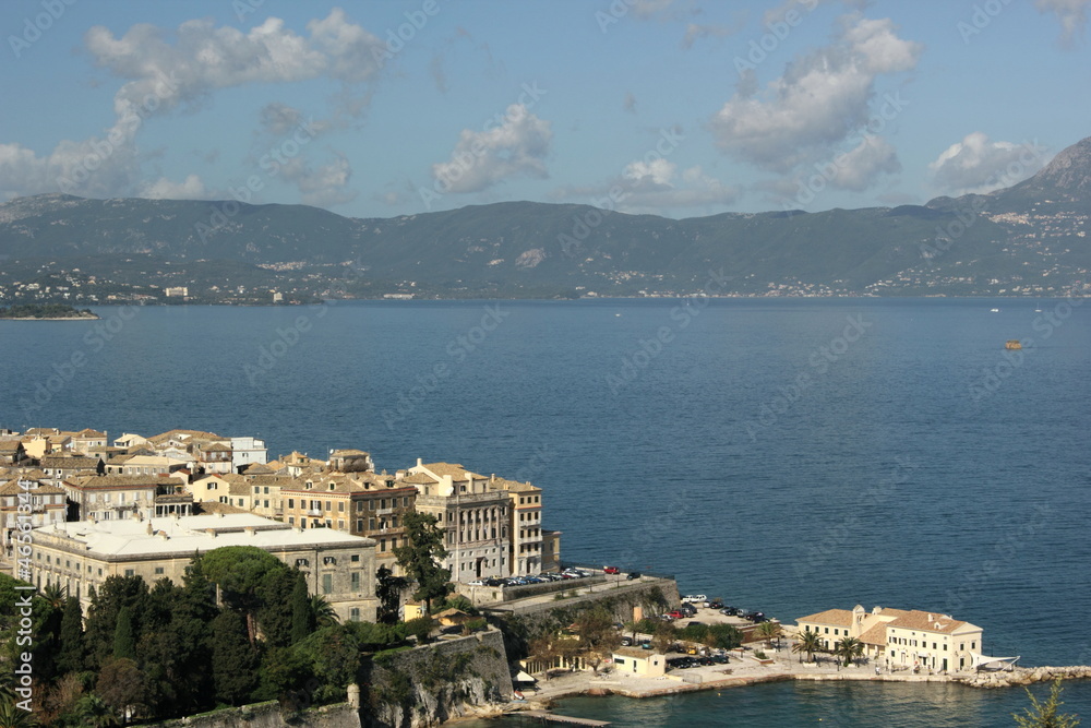 Corfu town and castles a Greek island in the Mediterranean sea	