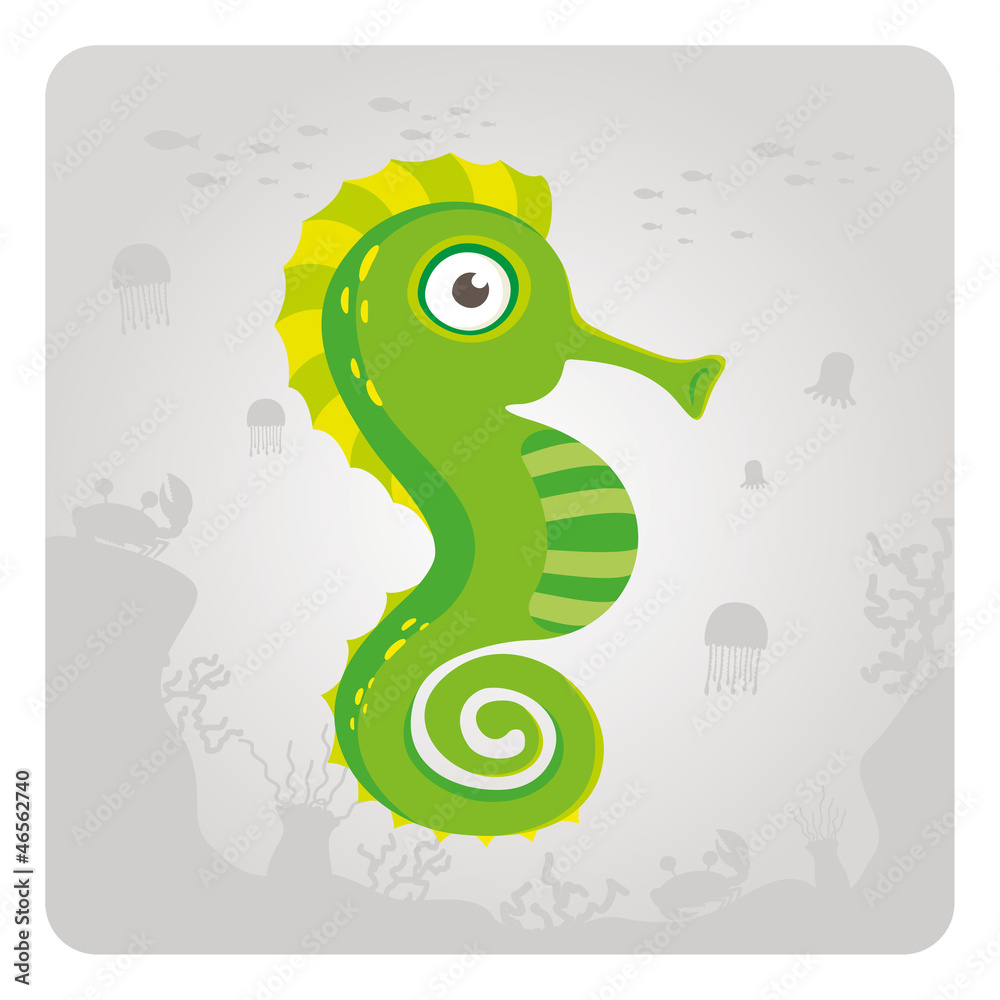 Fototapeta premium Vector Image sea horse on a gray background