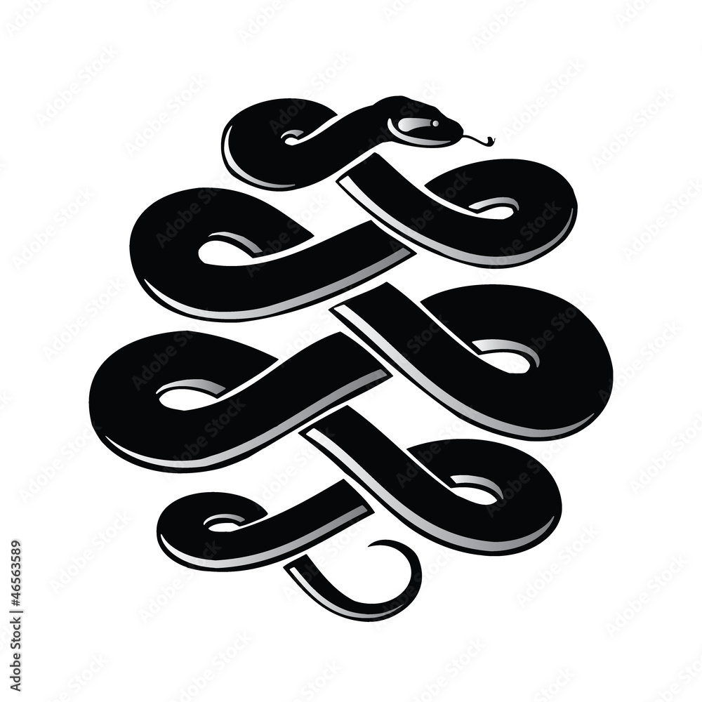 Fototapeta premium Snake symbol - black vector illustration