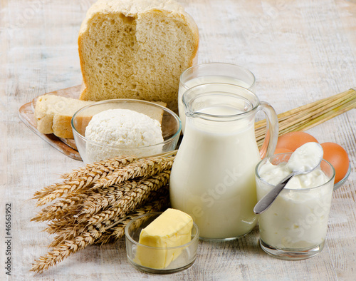 Bread and dairy products photo