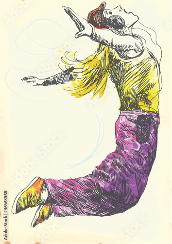 jumping and happy (- drawing into vector)