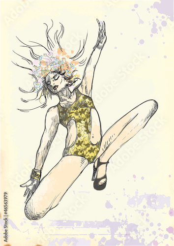 jumping and happy (- drawing into vector)