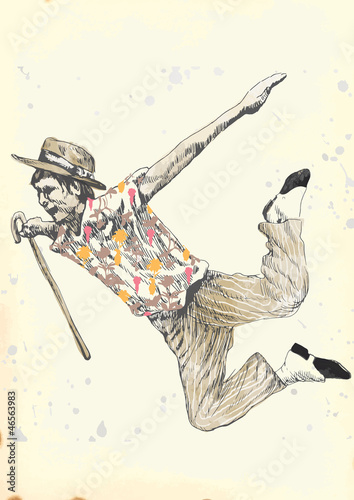 jumping and happy (- drawing into vector)