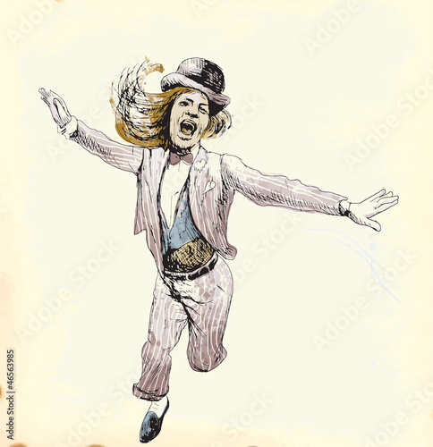 jumping and happy (- drawing into vector)