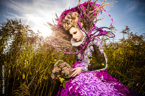 Dramatized image of sensual girl symbolizing autumn.