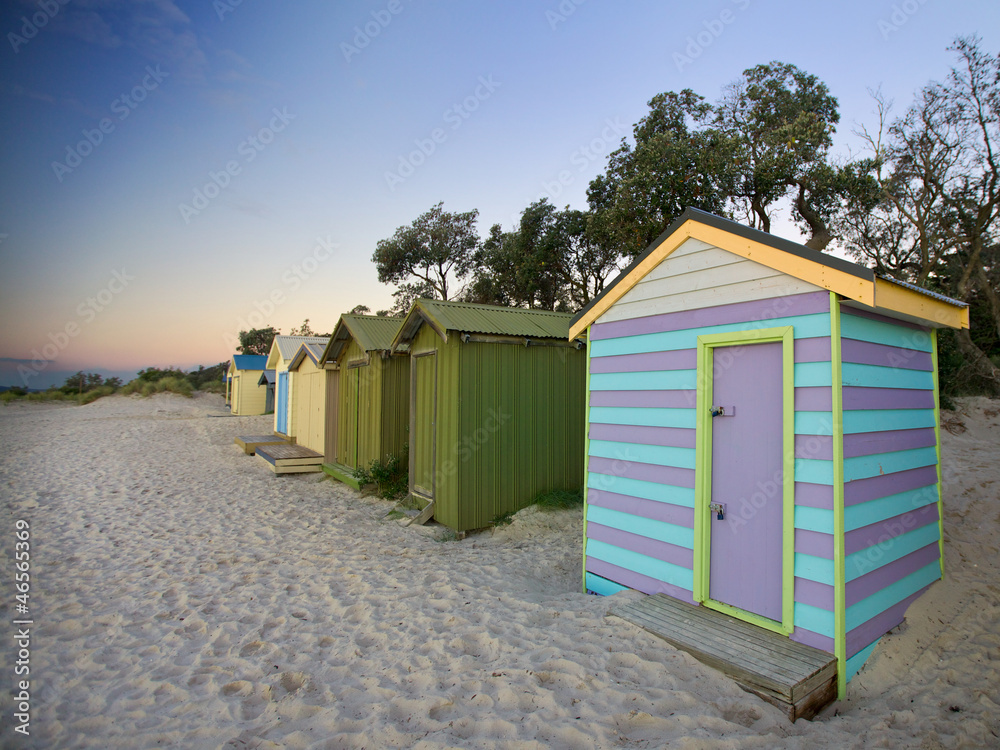 Colorful beach huts