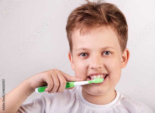 happy boy with tooth brush
