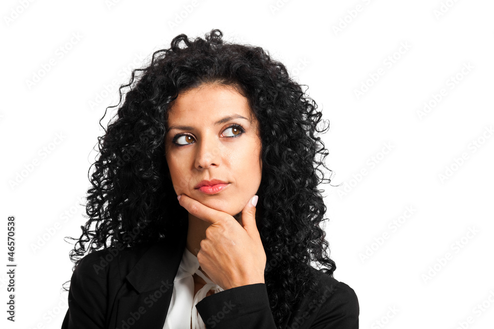 Businesswoman thinking at something