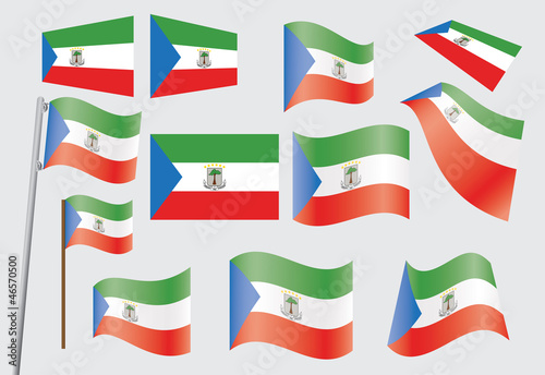 set of flags of Equatorial Guinea vector illustration