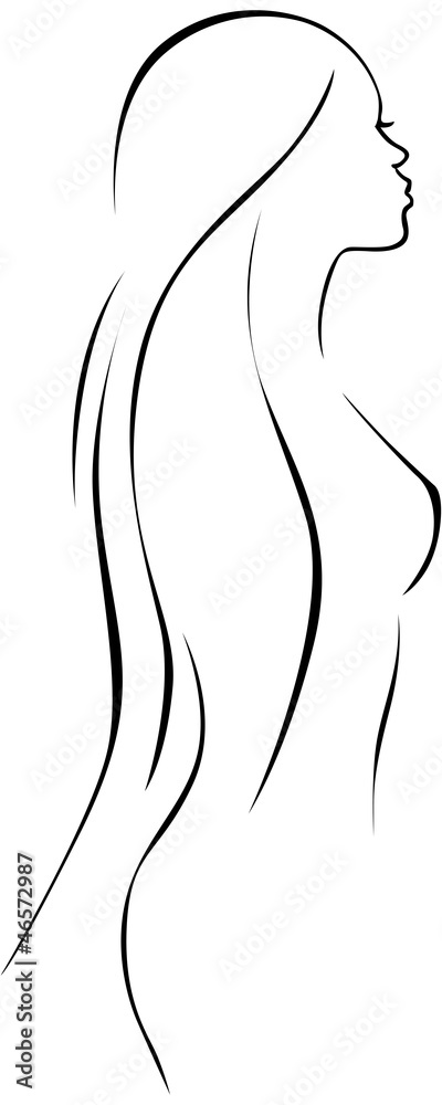 beautiful woman - black line drawing beautiful woman - black line drawing