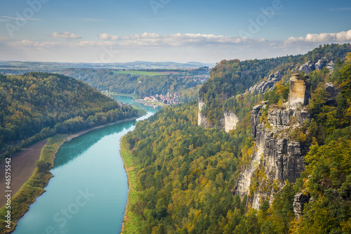 Saxon Switzerland view from Bastei to Wehlen photo