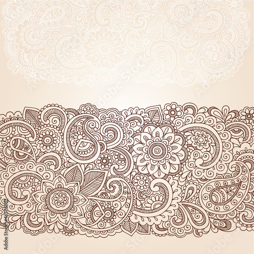 Ornate Henna Paisley Doodle Vector Design Elements