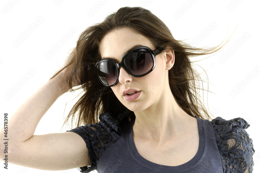 Girl in jeans, posing standing isolated Girl in jeans, posing standing isolated