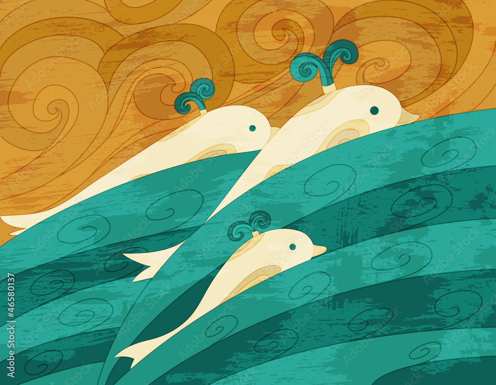 Naklejka premium Dolphins vector art