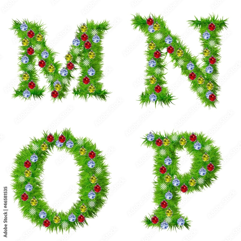 High resolution conceptual Christmas fonts with ornaments High resolution conceptual Christmas fonts with ornaments