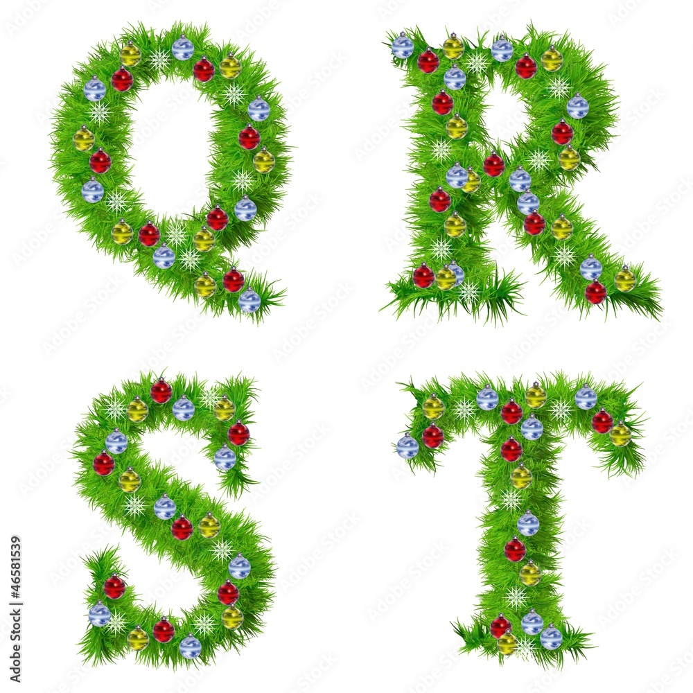 High resolution conceptual Christmas fonts with ornaments High resolution conceptual Christmas fonts with ornaments
