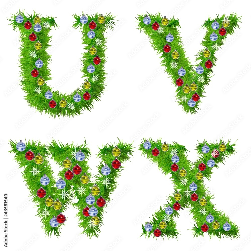 High resolution conceptual Christmas fonts with ornaments High resolution conceptual Christmas fonts with ornaments
