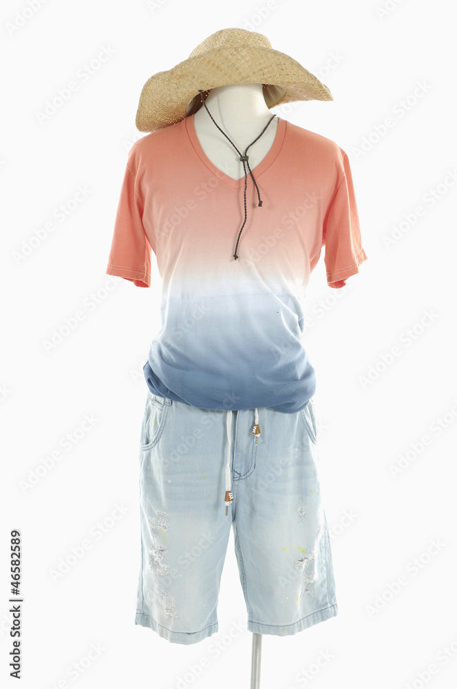 casual clothes on male mannequin in jeans wearing a hat casual clothes on male mannequin in jeans wearing a hat