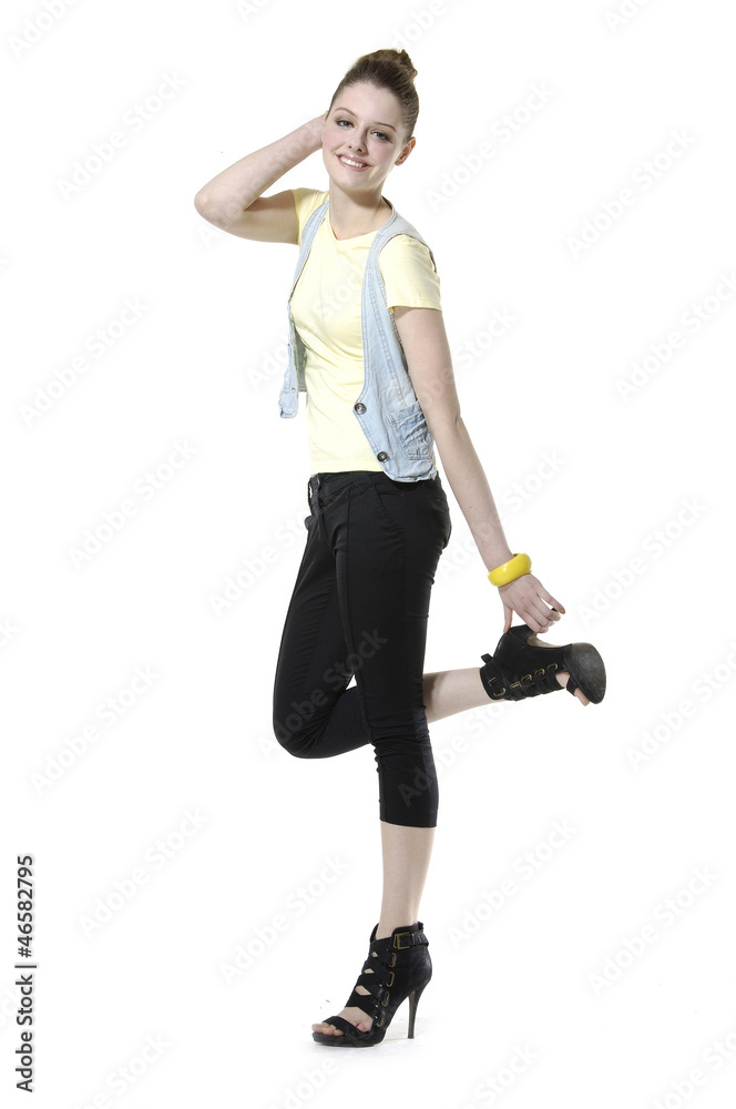 Full length pretty fashion model Posing isolated Full length pretty fashion model Posing isolated