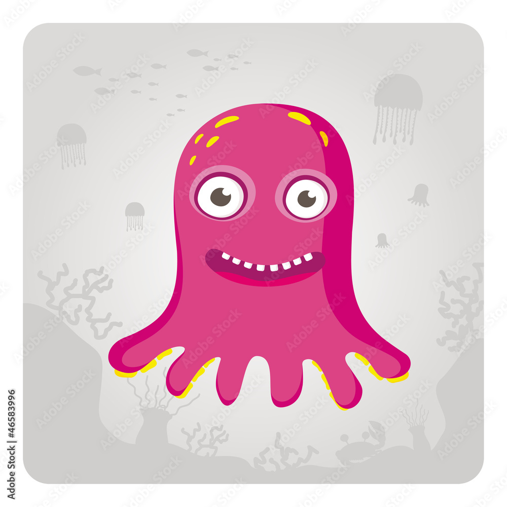Vector Image octopus on a gray background Vector Image octopus on a gray background