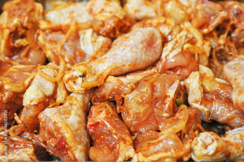 marinated chicken meat shas...