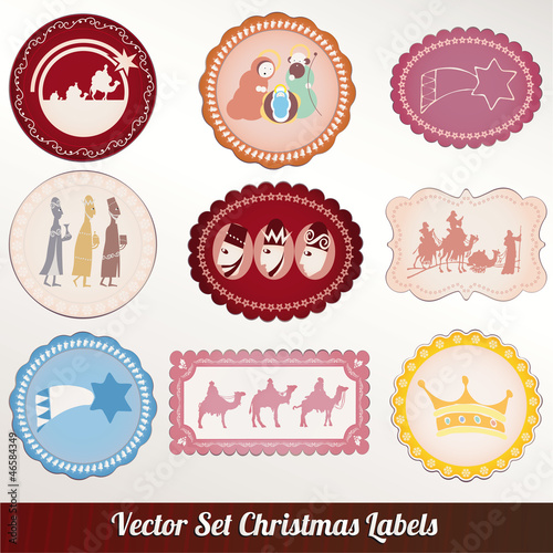 Set vector frame labels Christmas