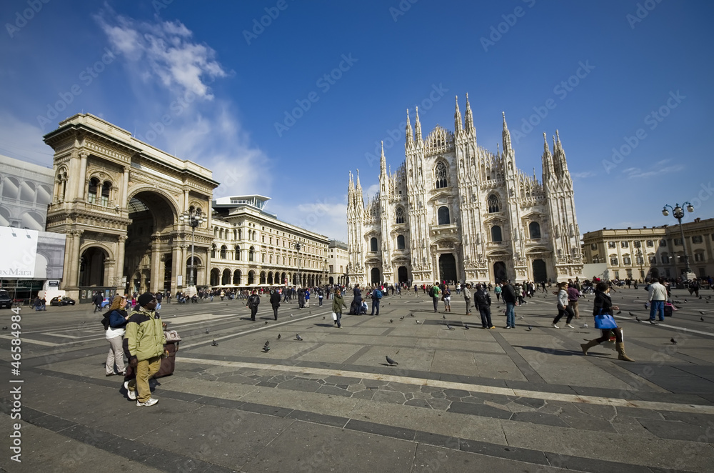 Milano Dome Square with tourists. Italy