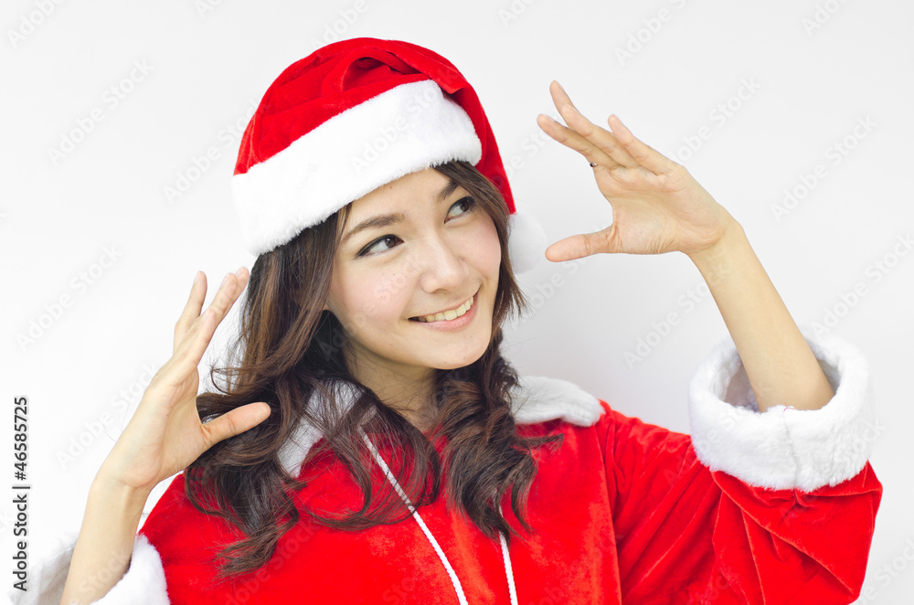 Beautiful young santa clause woman, isolated Beautiful young santa clause woman, isolated