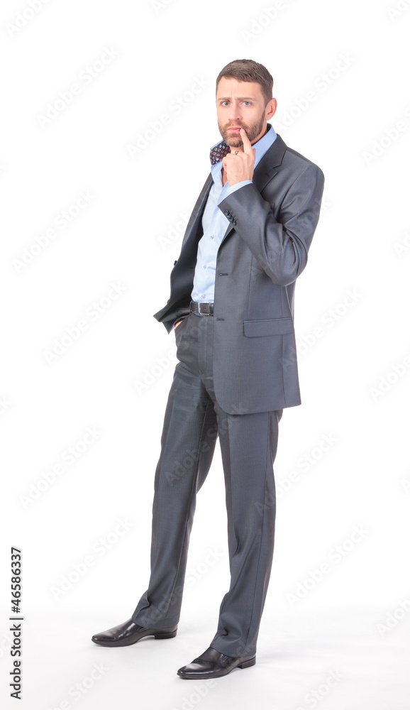 Full length portrait of thoughtful business man Full length portrait of thoughtful business man