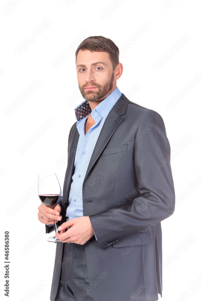 Portrait of thoughtful business man with glass wine Portrait of thoughtful business man with glass wine
