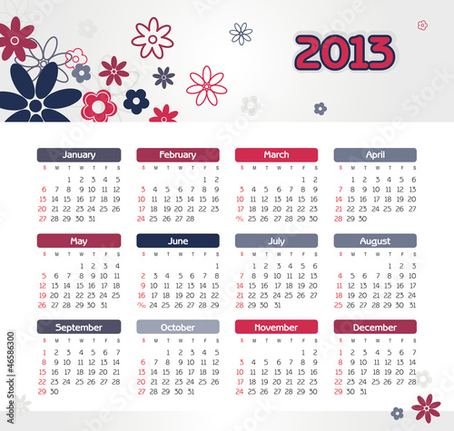 Vector calendar for 2013